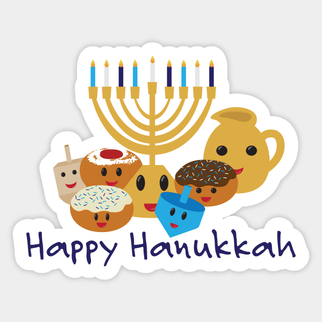 Happy Hanukkah and cute Hanukkah characters Sticker by sigdesign